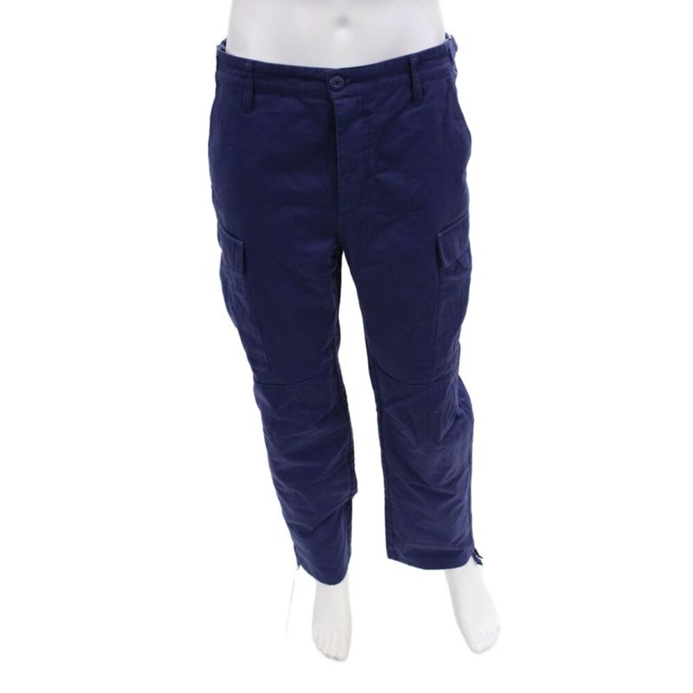 Empyre Mens Cotton Blend Button Closure Straight Leg Cargo Pants Blue Size 33